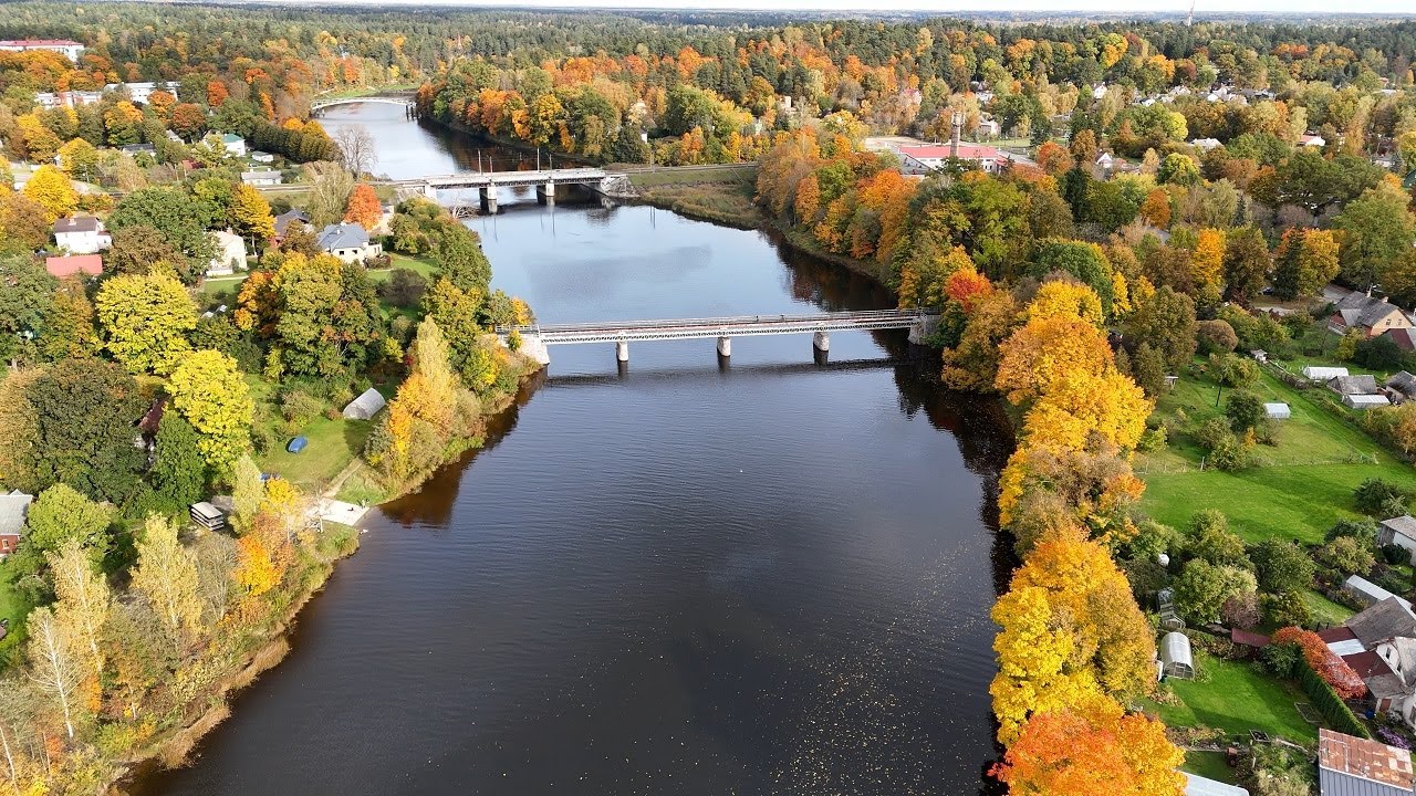 City From Above - Ogre, Latvia. Autumn colors.