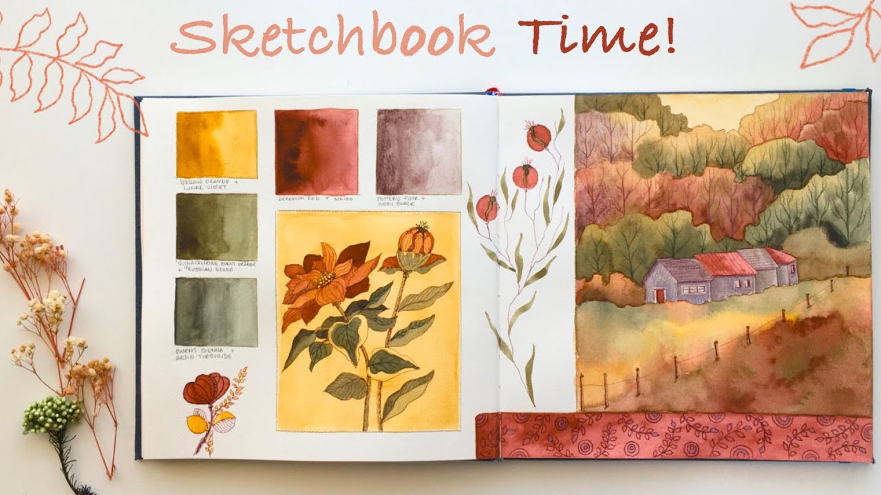 Sketchbook Time! Color Mixing + Watercolor Landscape & Floral Painting 🌿