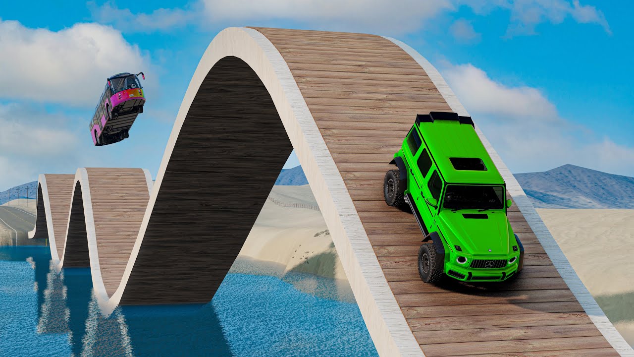 Cars vs Roller Coaster Bridge Drive Challenge Ends in Total Destruction!