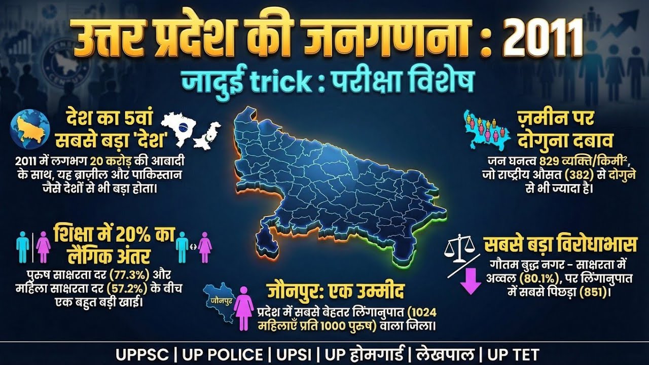 UP Census 2011 Tricks | UP Special | उत्तर प्रदेश जनगणना|UP Police, lekhpal & UPPSC 