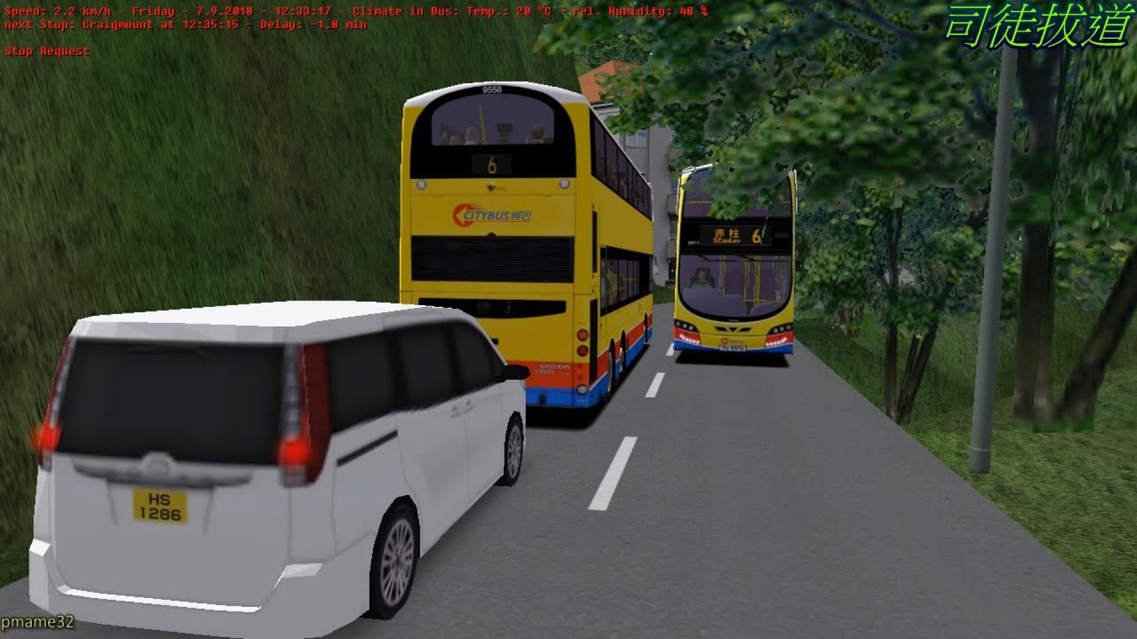 omsi 2 tour (1894) CTB 6 (partial)  赤柱 - 中環 Stanley - Central   (無 怡峰站 - 怡園站 ) @ Volvo B9TL 11.3m