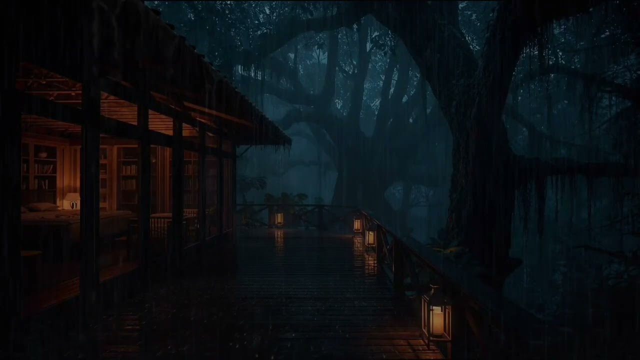 Cozy Cabin in the Rain 🌧️ Powerful Thunder & Rain for Relaxation