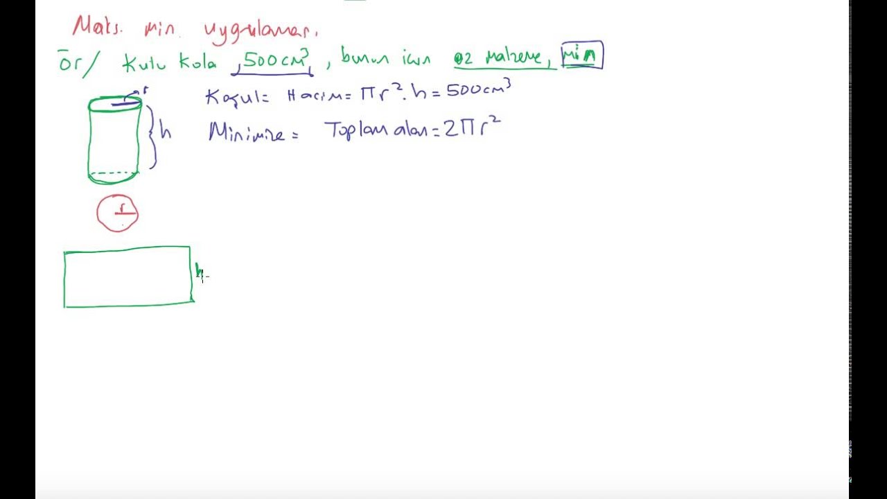 56) Kalkülüs 1 - fonksiyonlarda maksimum,minimum uygulamasına ilişkin bir örnek