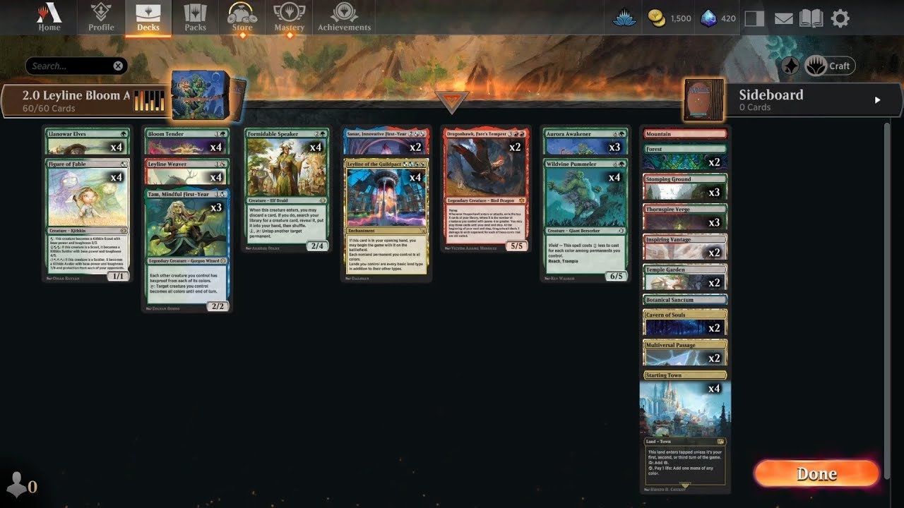2.0 Leyline Bloom Awakener combo | Standard Mythic MTG Arena