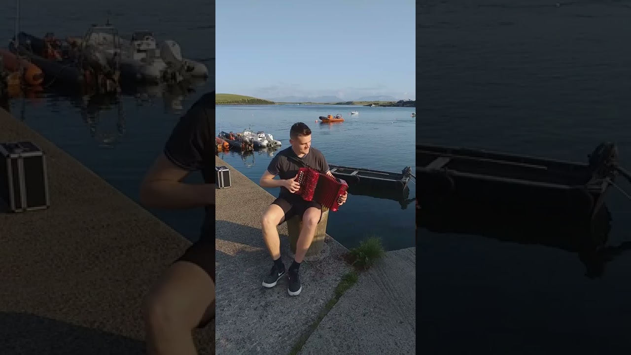 Part 2,Seamus Tiernan, Playing the Button Accordion on Cloughmore pier. Monday the 23rd of Aug 2021.