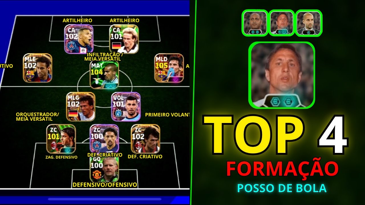 As 4 melhores formações posse de bola no eFootball 2025 💥 | Melhor Formação de Jogo de Posse de Bola
