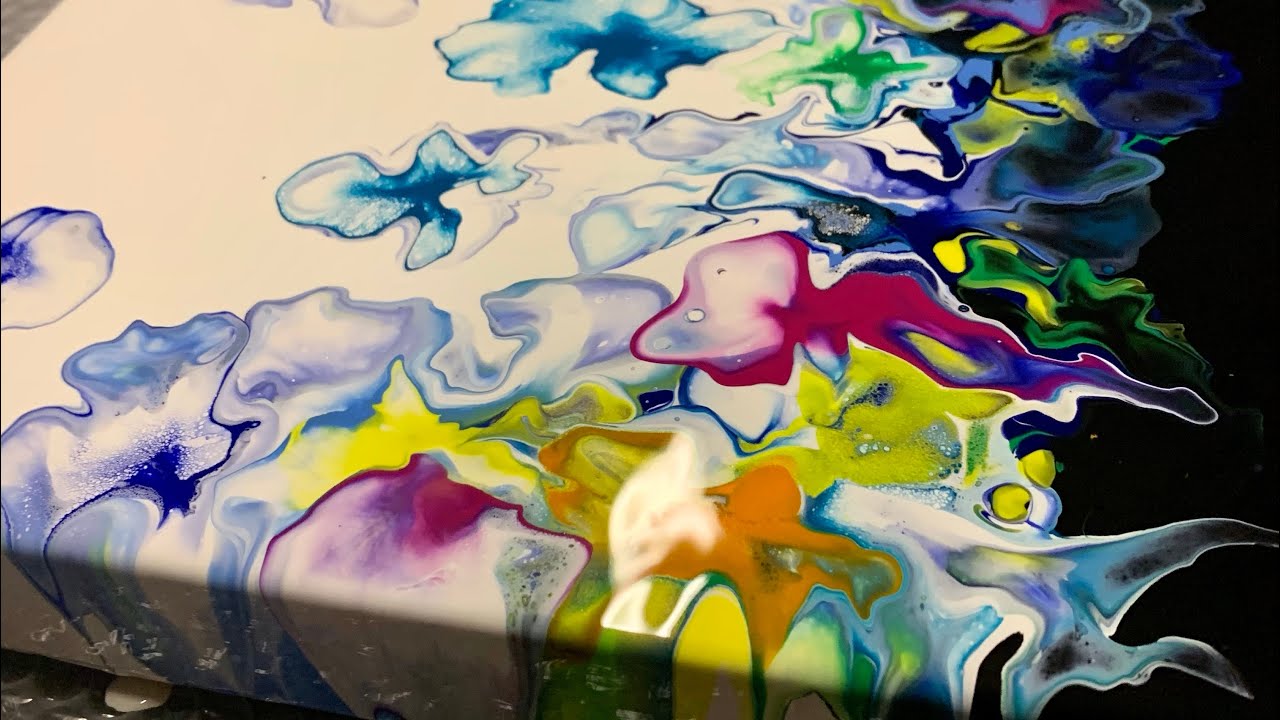 Mini Blue Fields with Acrylic Pour