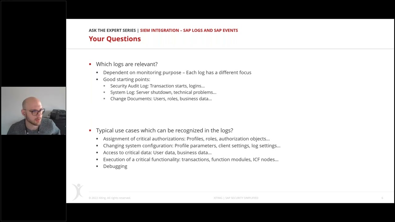 Xiting Ask the Expert #7: SIEM Integration – SAP Logs and SAP Events – Best Practices