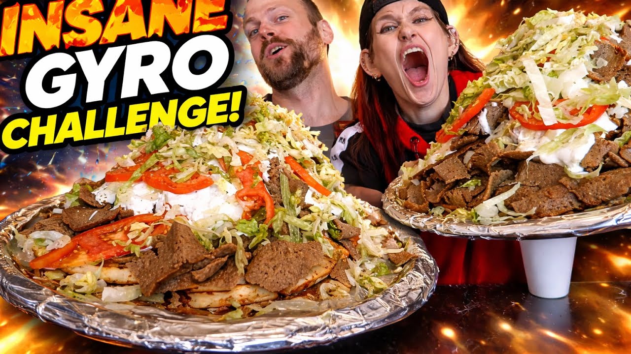 GYRO!!! 🥙 DEFINITELY A MESSY CHALLENGE!! YUMMMM ! POWER COUPLE ~ MOM VS FOOD ~~ Molly Schuyler Eats