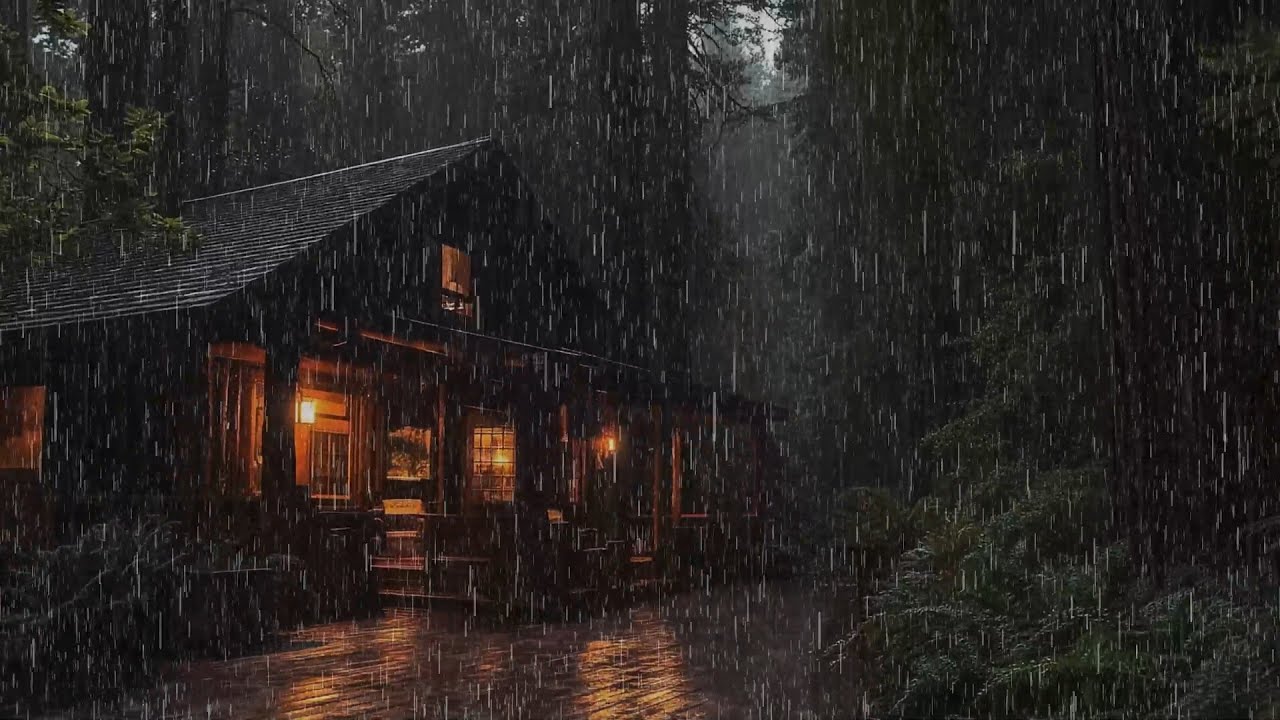 Rain Falling on a Cabin Roof in the Woods 🌧 | Drift into Deep Sleep