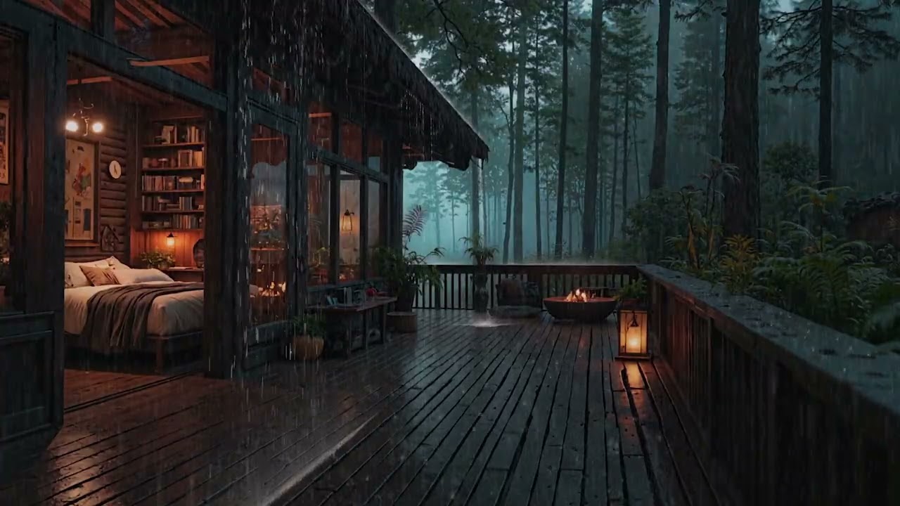 Gentle Rain Drifting Over a Cozy Forest Cabin 🌧 | Peaceful Rain Sounds for Deep Sleep