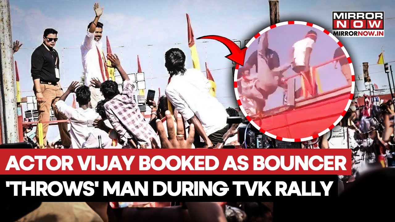 TVK Chief Vijay In Trouble? Bouncer Manhandles, Tosses Away Man During Madurai Rally; Scuffle On Cam