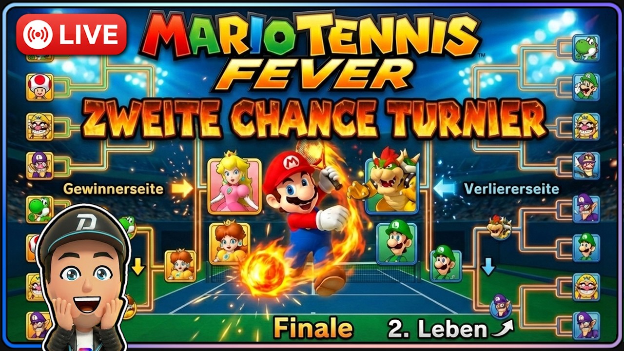 🏆 Mario Tennis Fever: 2-Chancen-KO-Turnier! Du hast 2 LEBEN! Online-Spiel mit Zuschauern Live