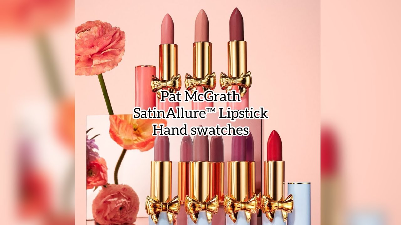 Pat Mcgrath Labs Satin Allure Lipsticks hand swatches in direct sunlight