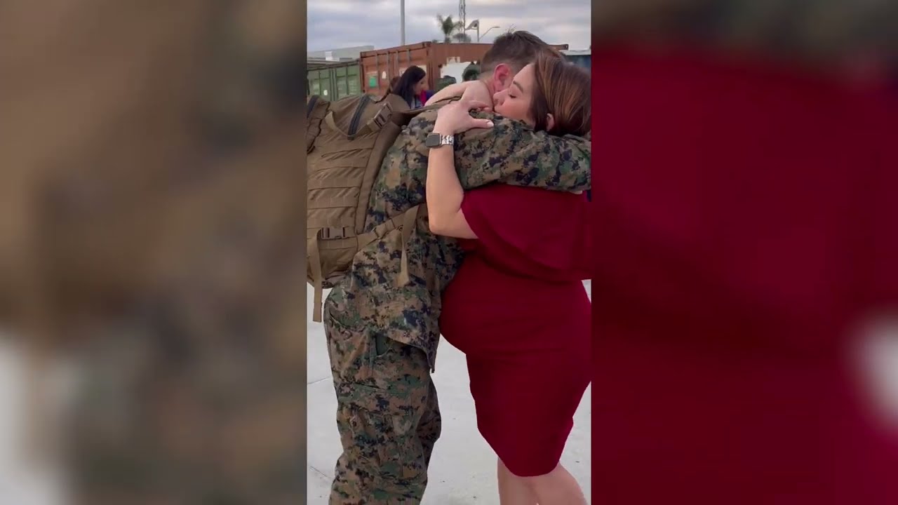Marine returns home just in time from deployment to welcome baby #2