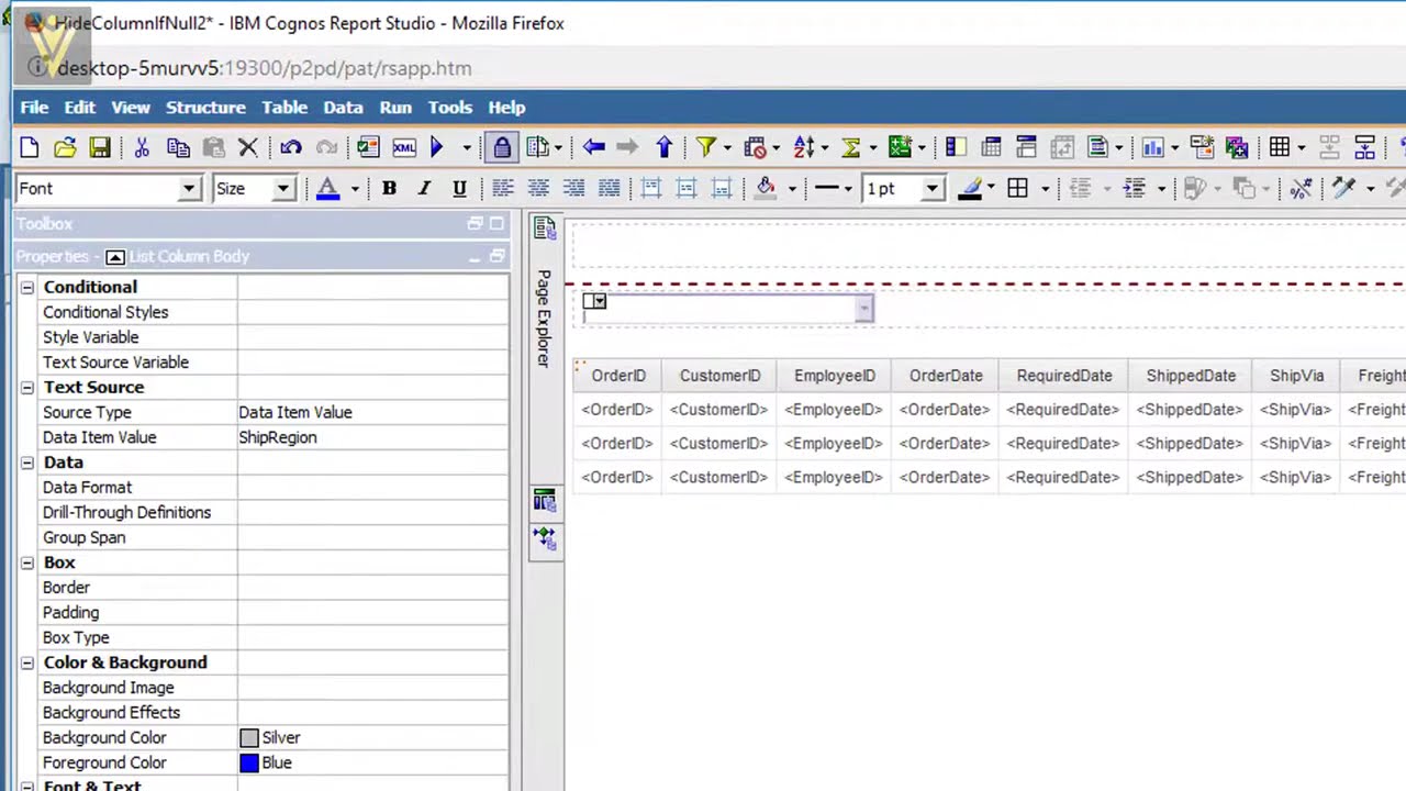 IBM Cognos Report Studio Show Columns only When Data is Present Part 1