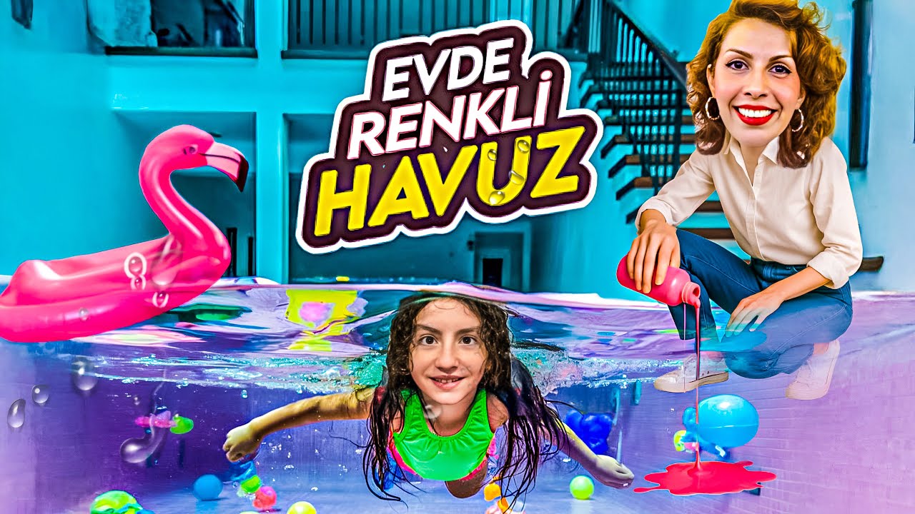 ESMANUR VE SARA EVDE RENKLİ HAVUZ YAPTI!! ANNESİ KIZDI SARA KAÇTI!!