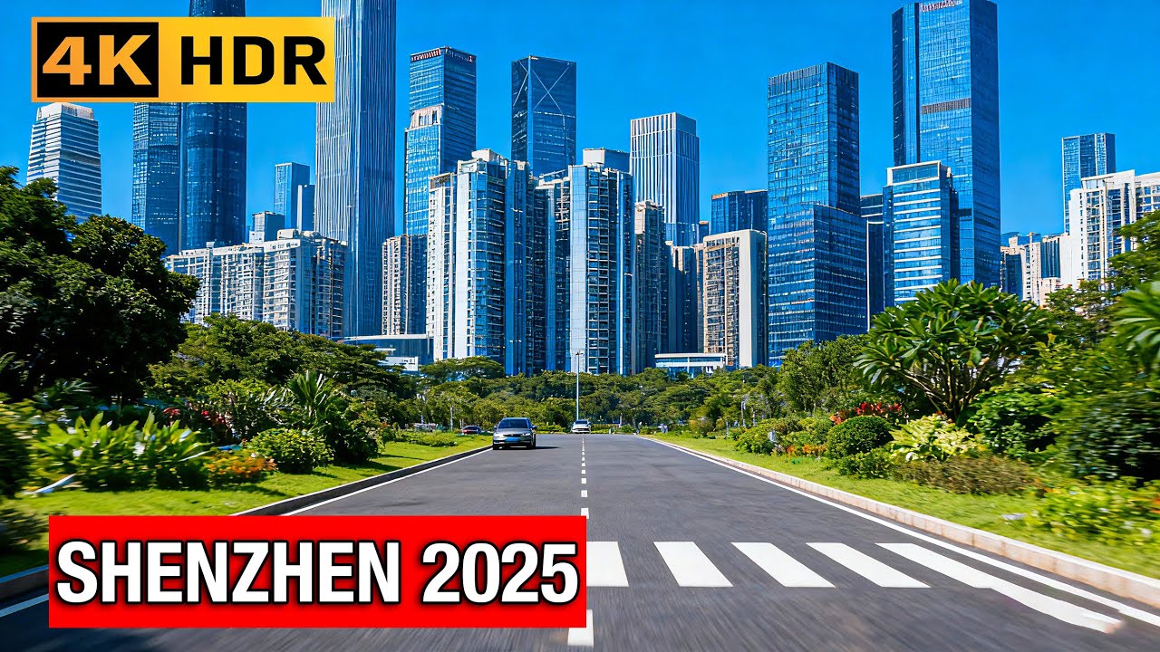 Shenzhen, China 4K HDR: Driving downtown, the world's most modern city, the city of the future