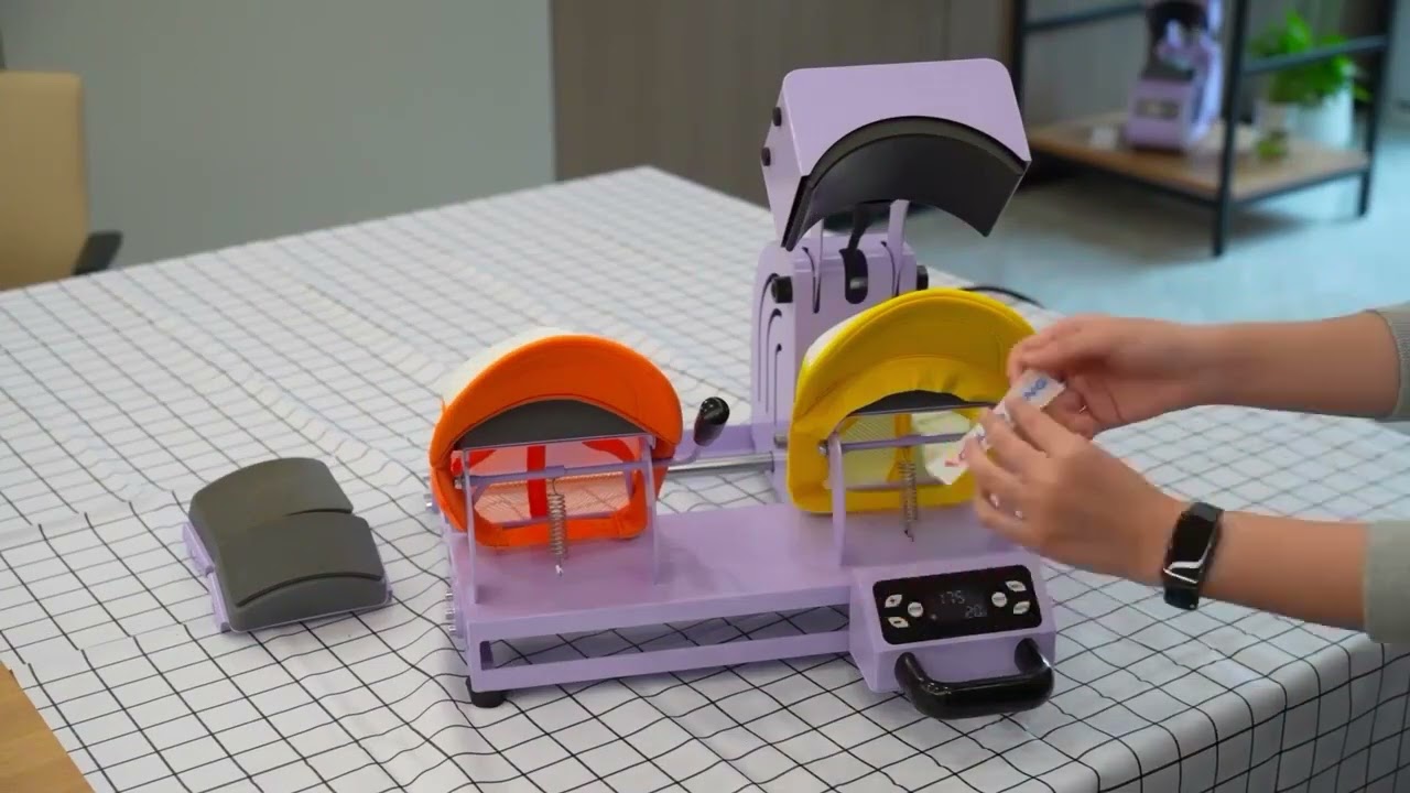 🧢 Dual-Station Auto Cap Heat Press#heatpressmachine