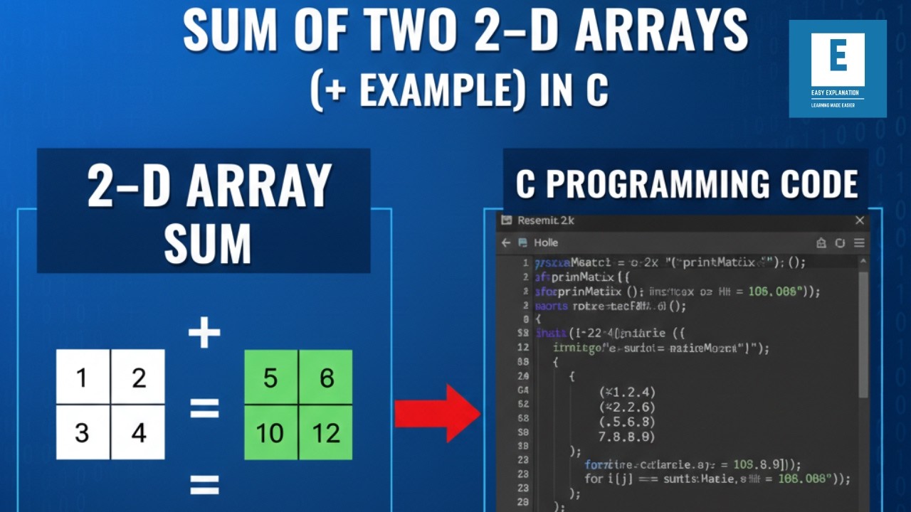 ADDITION OF TWO 2-D ARRAY || MATRIX ADDITION 