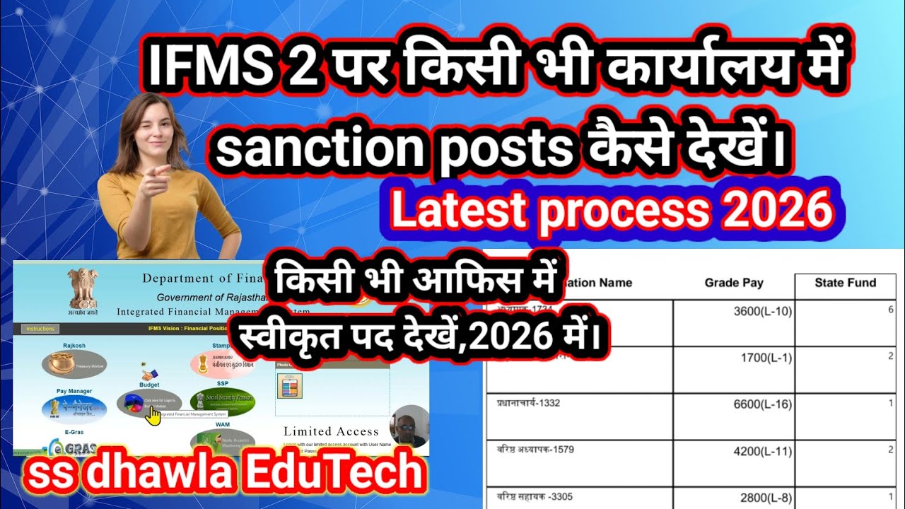 Ifms पर कार्यालय में sanction posts कैसे देखें।Office में स्वीकृत पद कैसे देखें।2026 latest process 