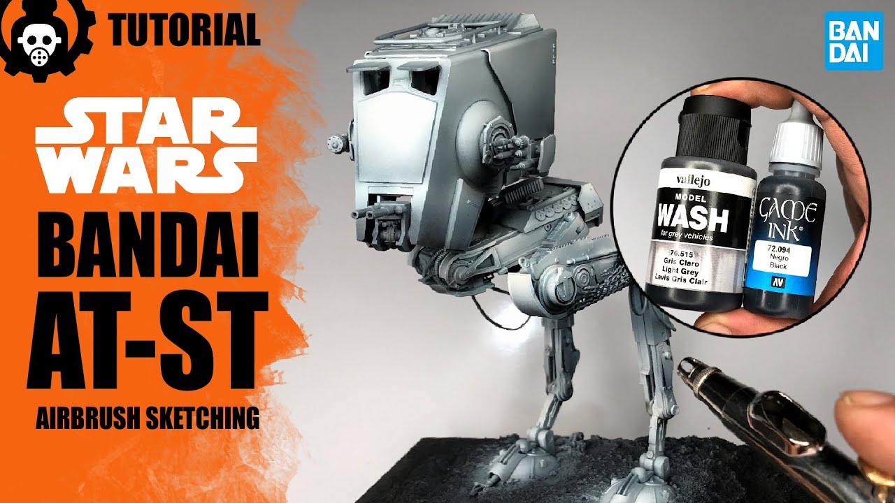 STAR WARS Bandai AT-ST 1/48 Bandai Model Kit | Airbrush Sketching | 2021