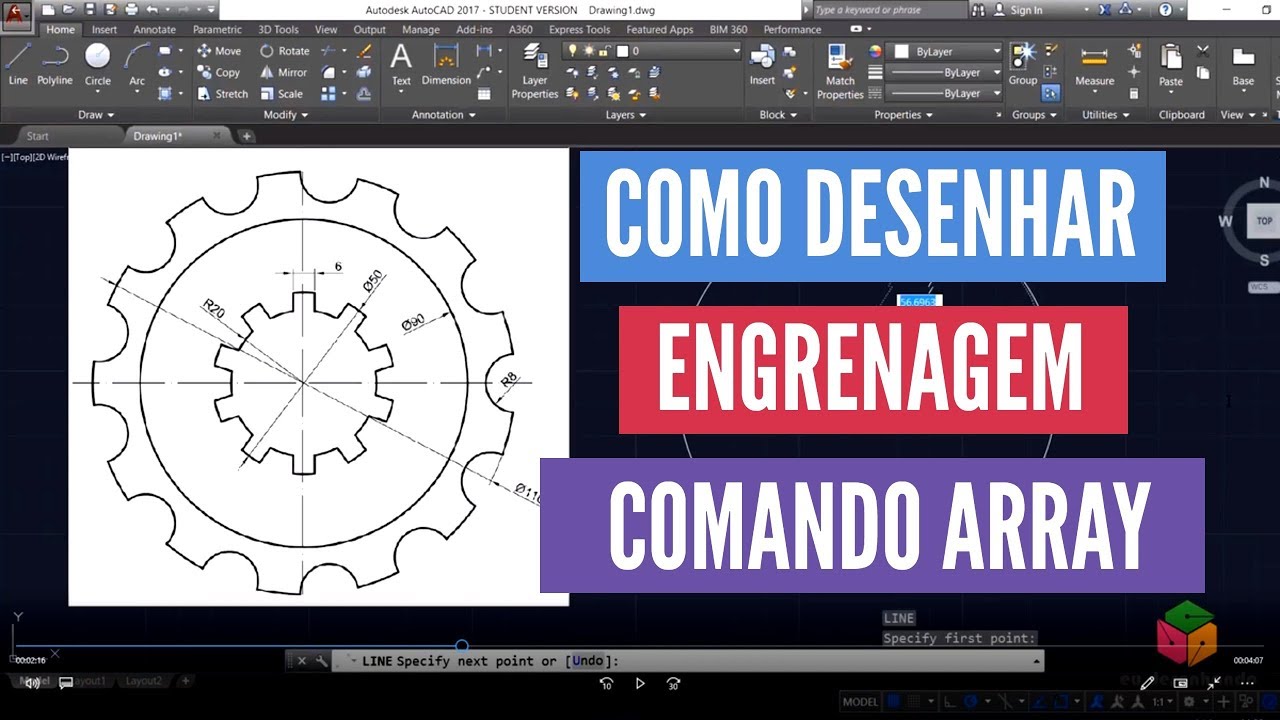CAD Como desenhar engrenagem - comando array