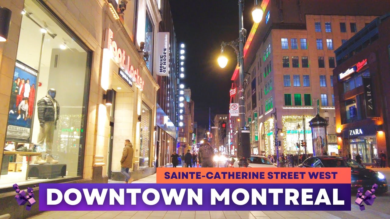 Downtown Montreal - Walk on Sainte-Catherine Street!