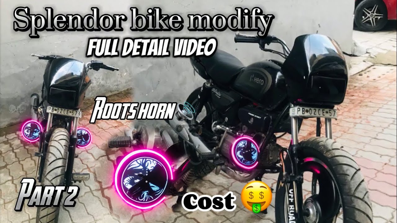 Splendor bike modify || roots horn modify 🔊|| full detail video 😍cost🤑||​⁠part 2||@Jagdeep.modify