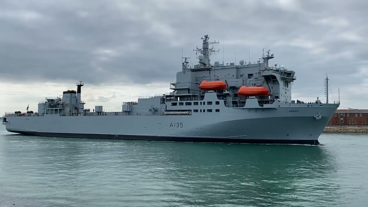 RFA Argus arrives in Portsmouth for rare visit