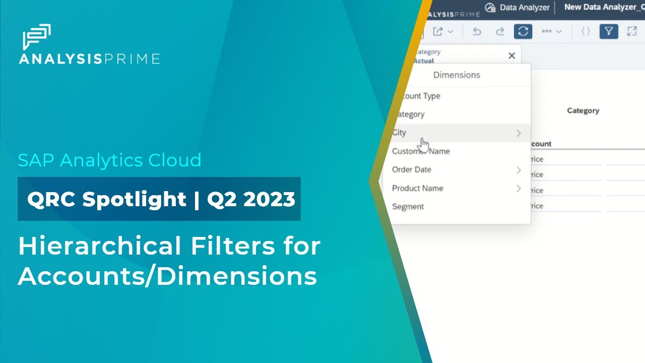 Data Analyzer - Show Hierarchies on Filters dropdown for accounts/dimensions