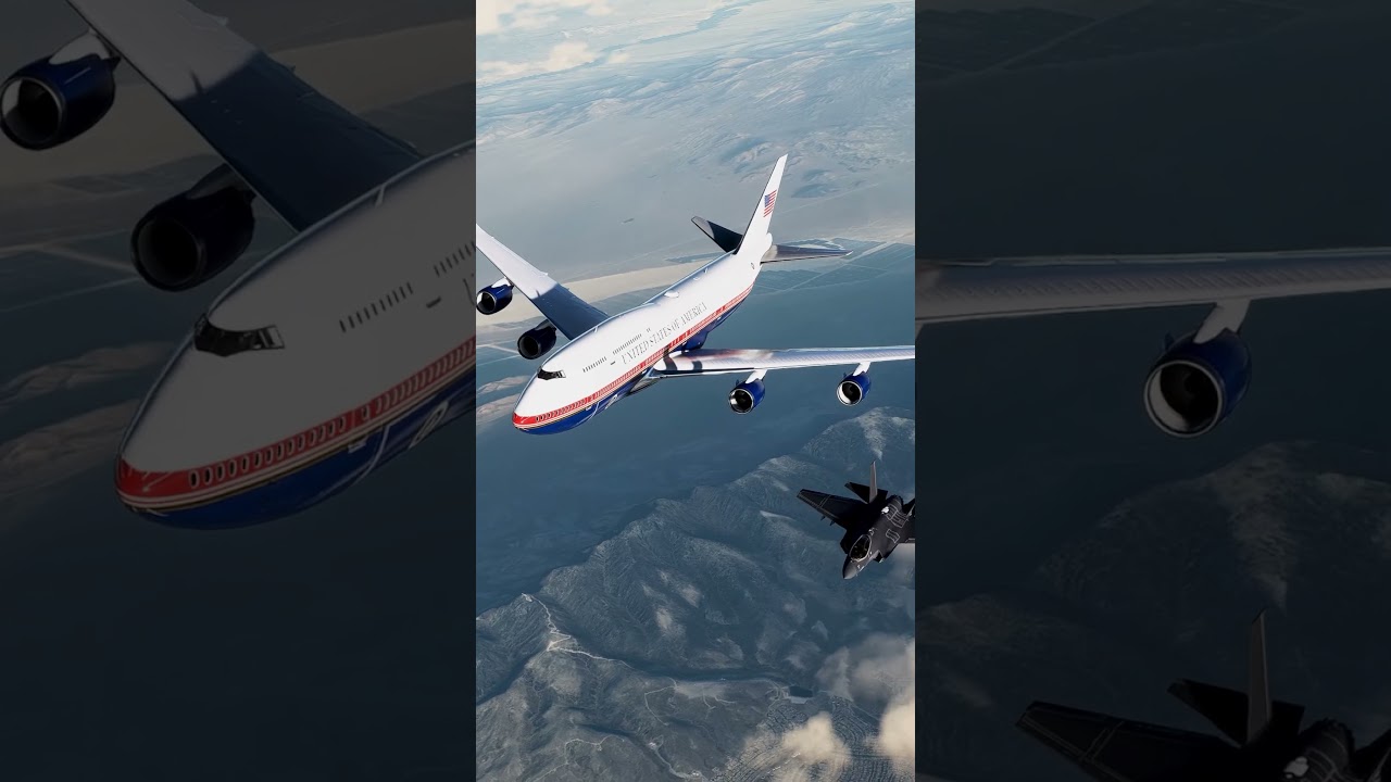 AIR FORCE ONE: F-35C's escort the President's new Air Force One, somewhere over the Nevada Desert.