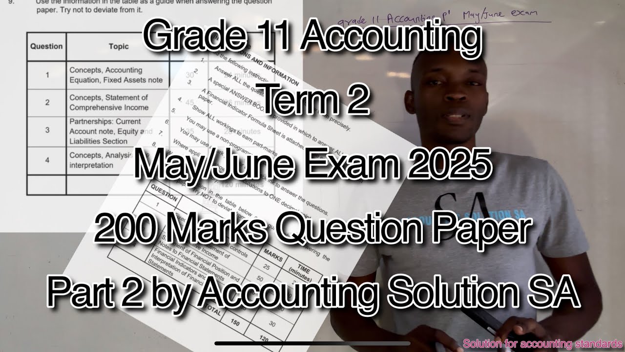 Grade 11 Accounting Term 2 | May - June Exam Paper 1 (Full version Part 2) 150 Marks