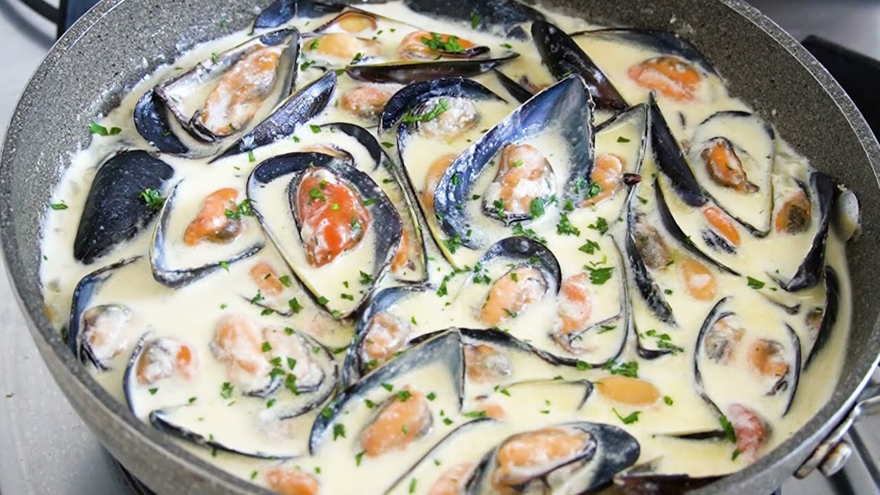 DELICIOSOS MEJILLONES EN SALSA DE NATA EN 15 MINUTOS!