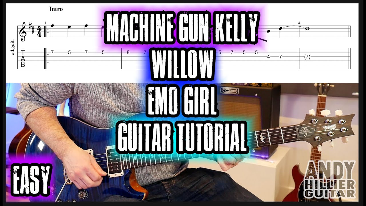 Willow Machine Gun Kelly Emo Girl Guitar Tutorial Lesson (EASY)