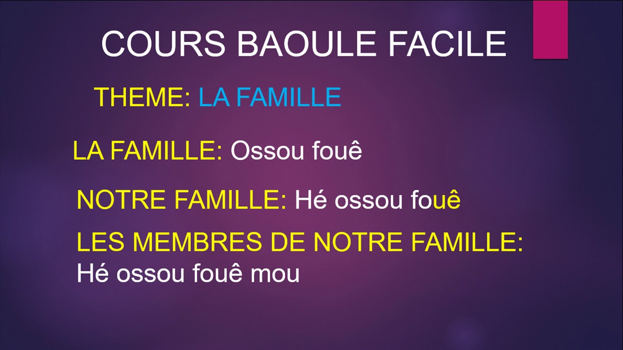 La famille en baoule facile