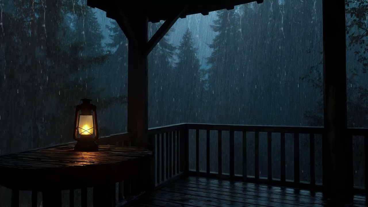 Sleep in 5 Minutes 💤🌧️ Soft Forest Rain & Distant Thunder | Cozy Balcony Porch Ambience