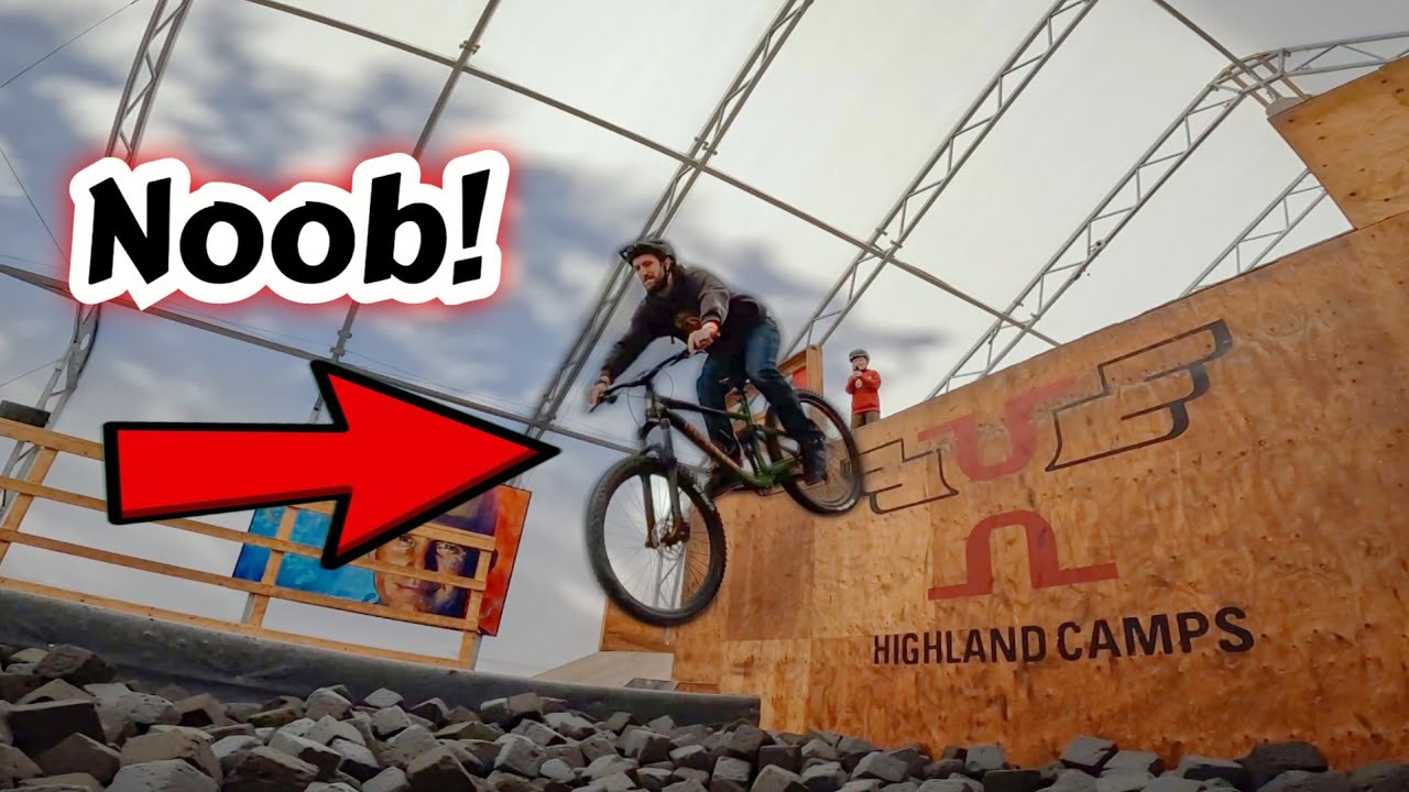 How Not to Drop into Foam Pit! // Jeff Tries his 1st BACKFLIP//Highland Mountain Bike Park