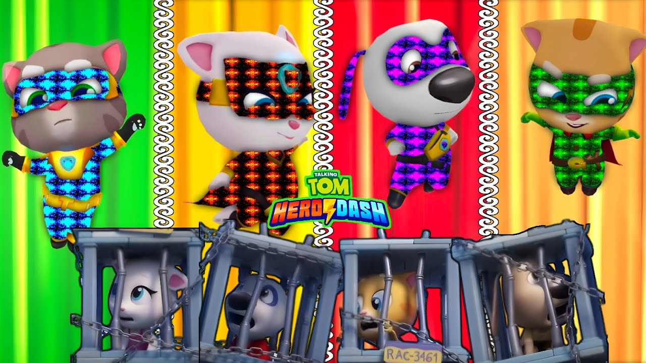 Talking Tom Hero Dash : New Design 2 Colour Suit The All Super Heroes & Fighting The 4 Boss Raccoons