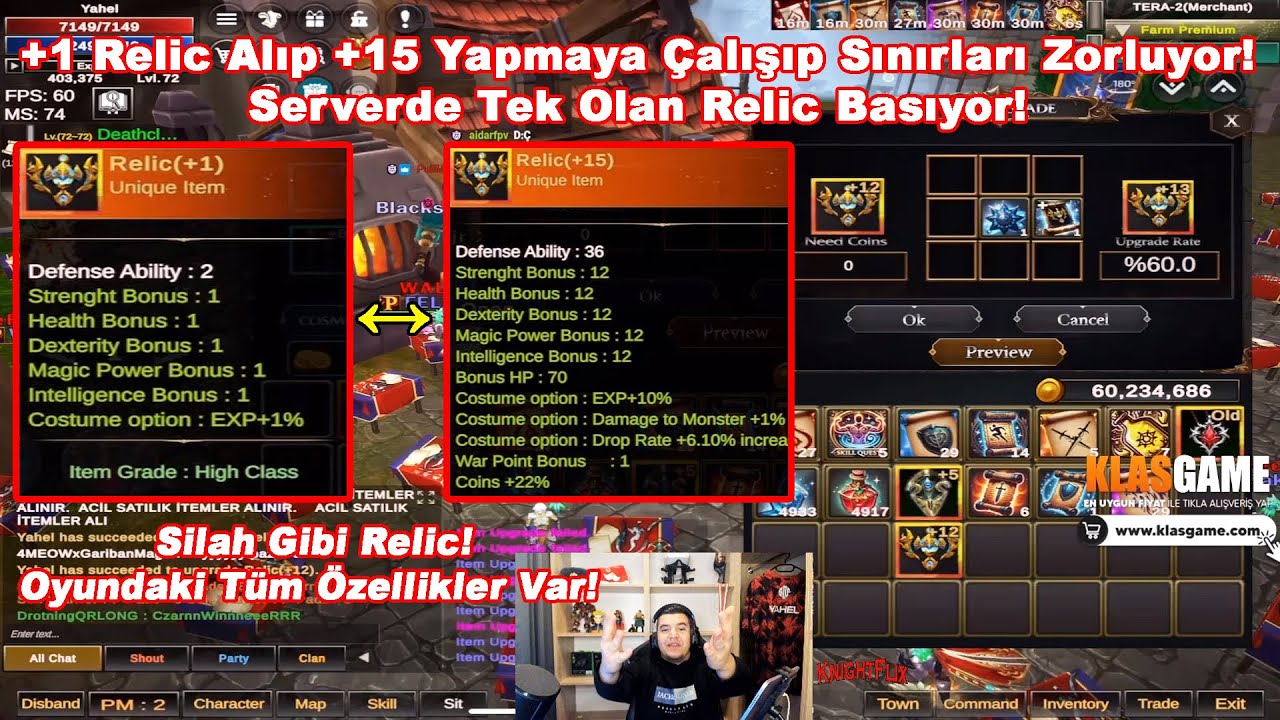 Yahel - Nowa Online'da +1 Relic Alıp +15 Yapmaya Çalışıp Sınırları Zorluyor! Bu Relic Serverde Tek!