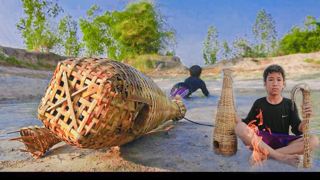 Primitive Vev Kh -Dry season, low water, fishing in the forest-Eating Shwo In Forest