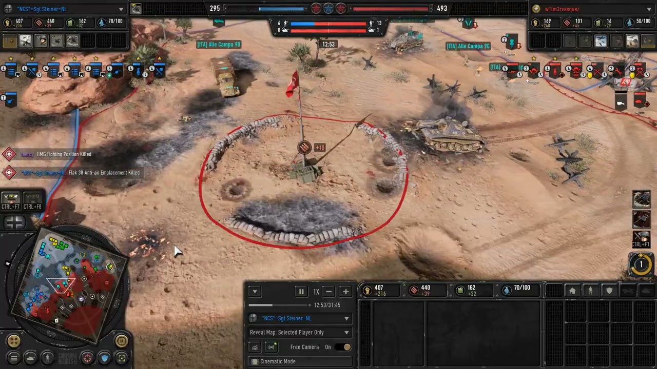 Company of Heroes 3 4v4 Alam el Halfa Luftwaffe Flak Perimeter.Nice support from DAK Tiger GGWP team