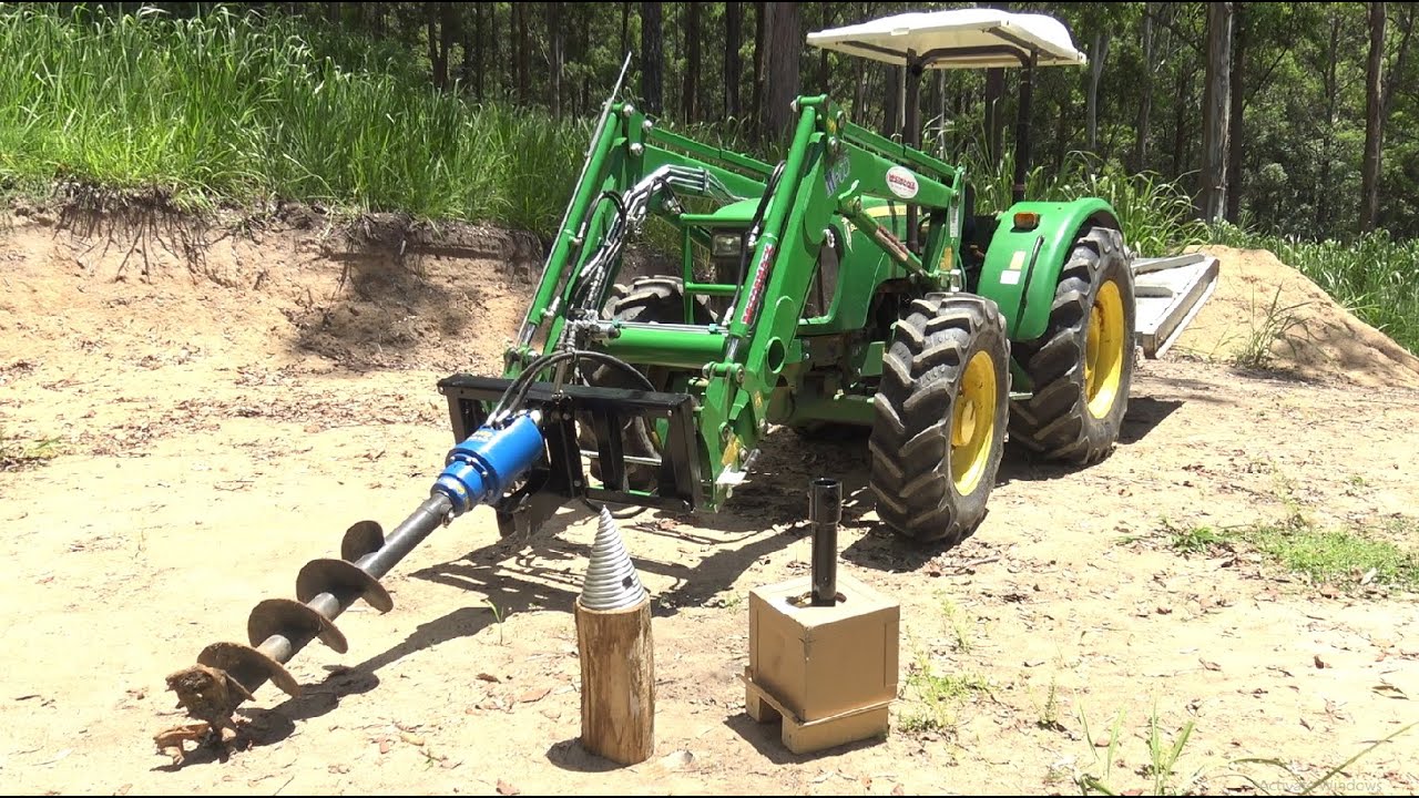 First Try of Log Splitter and Stump Planer Tractor Implements