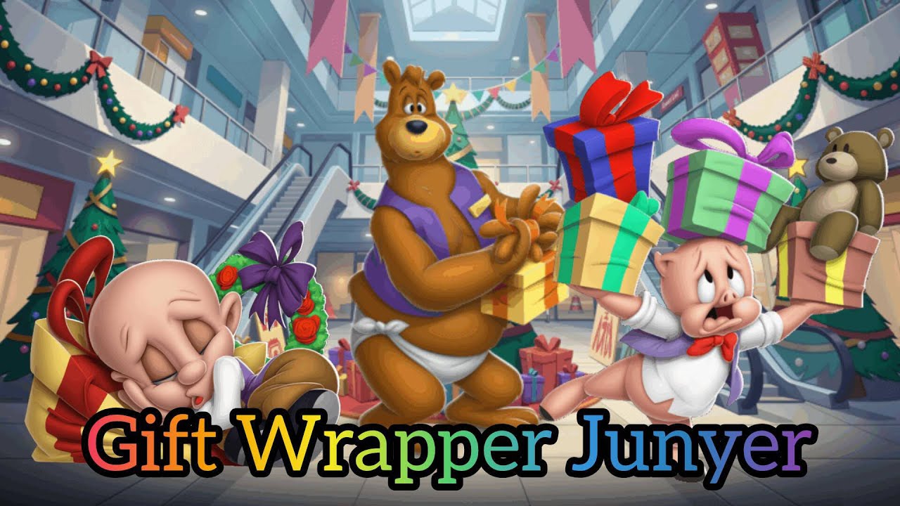 Упаковочная бумага для подарков Looney Tunes World of Mayhem, мультфильм Junyer 3rd Holiday Hustl...
