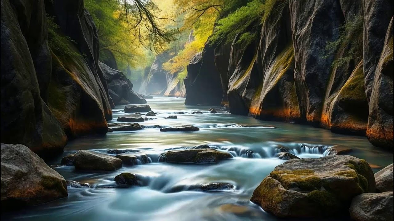 Mountain River Waterfall Flowing | Tranquil Nature Audio for Deep Sleep Tonight