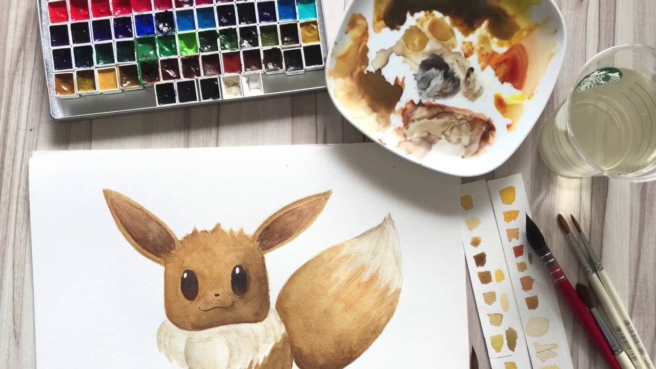 Watercolor Painting Process Video : I Painted an Eevee / PokemonGo