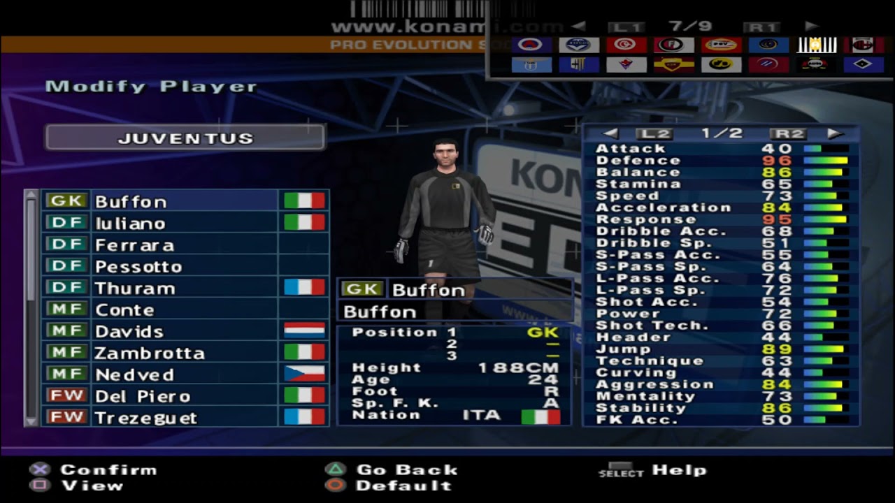 PES 2 - Juventus - Stats - PS2