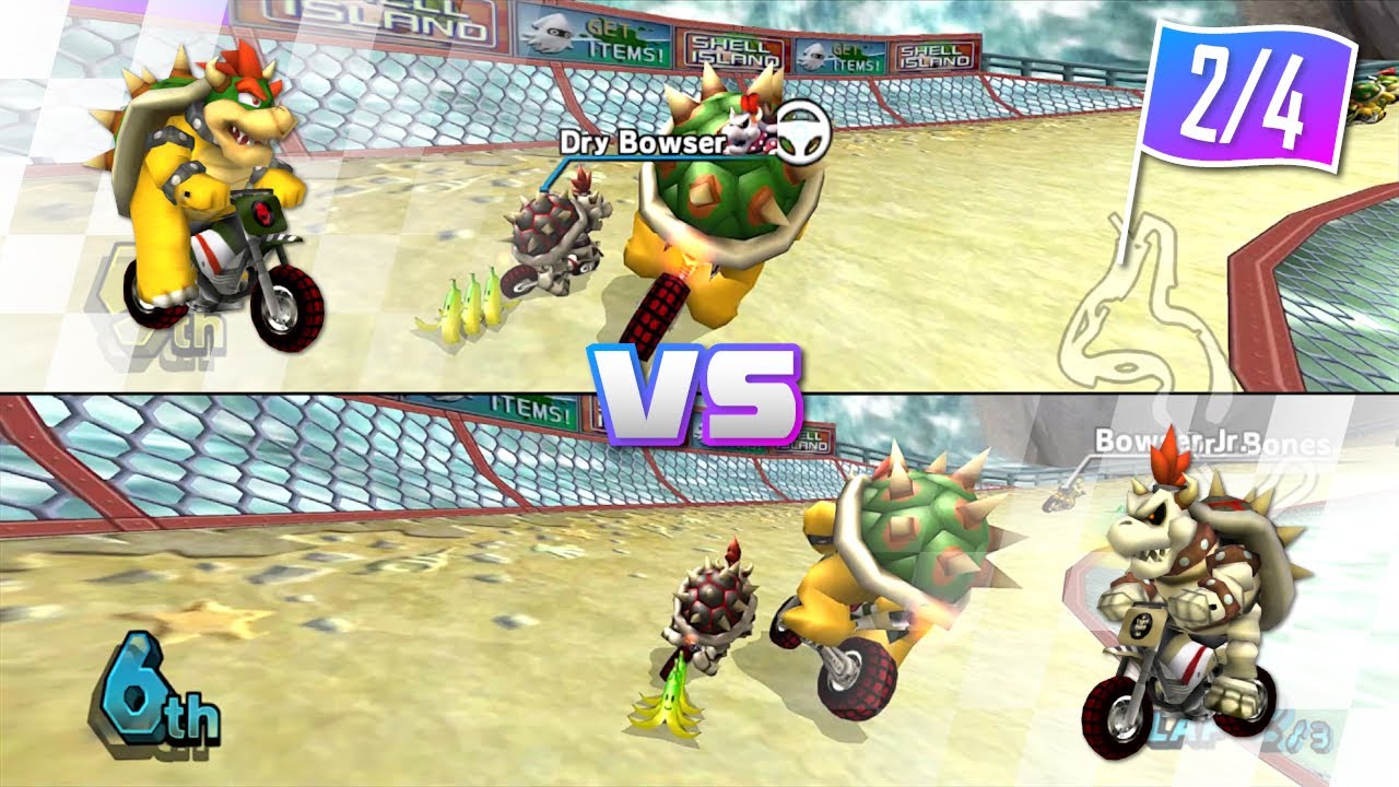 Bowser vs Dry Bowser on all Courses (Standard Bike L) [Part 2/4] - Mario Kart Wii Gameplay