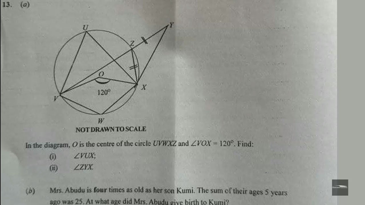 WAEC 2024 Core Mathematics Paper 2 Question 13  Sierra Leone