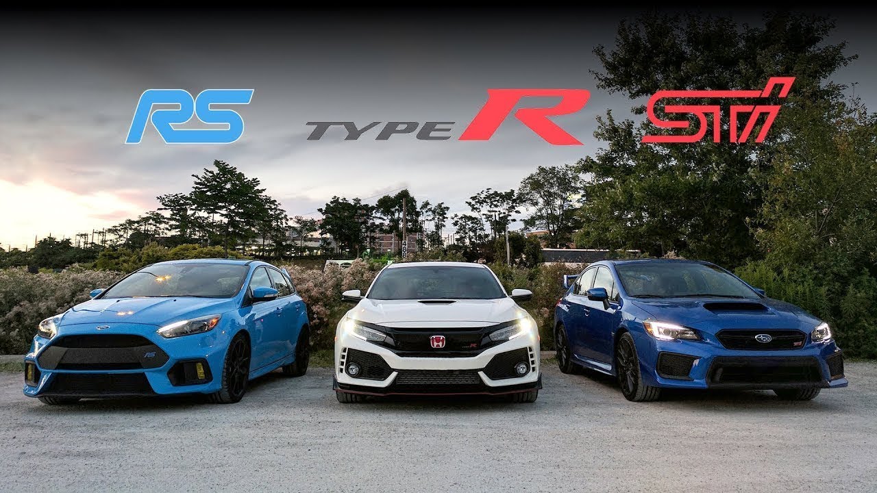Обзор Subaru STi 2018 против Civic Type R и Focus RS — битва года